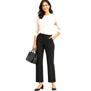 J.Crew Easy Pant Matte Crepe Split Hem Black Size 6